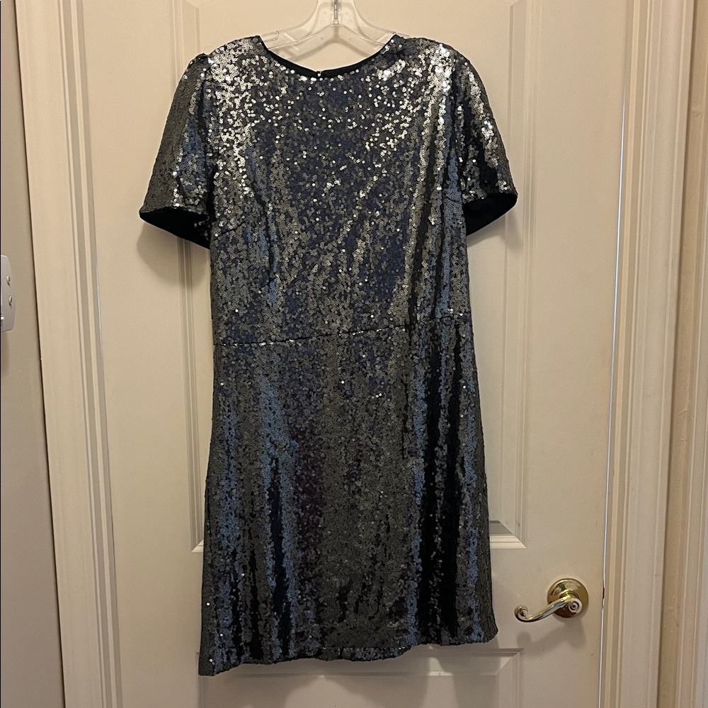 Ann Taylor Shimmering Silver Mini Dress